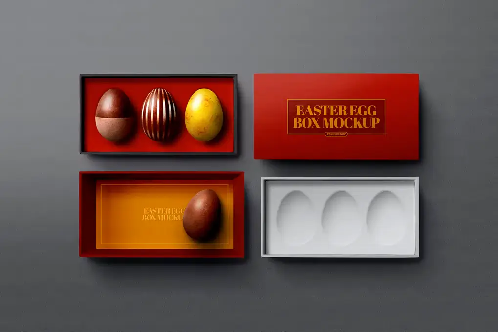 Easter Eggs Gift Box Mockup PSD Template