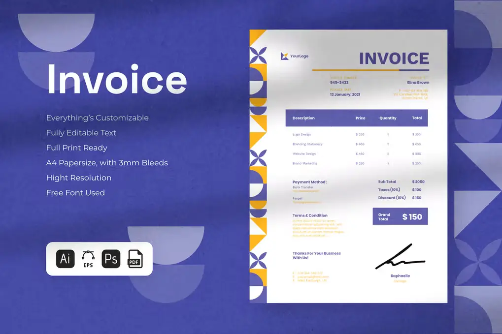 High Resolution Invoice Template 
