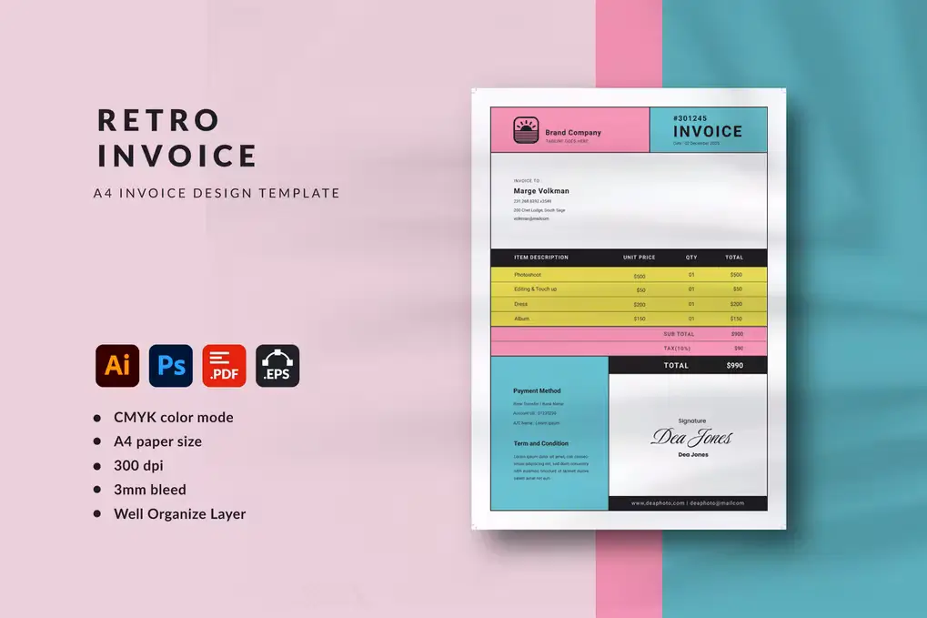 Colorful Invoice Design Template