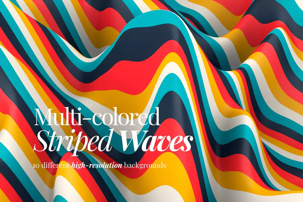 Multicolored Striped Waves Backgrounds