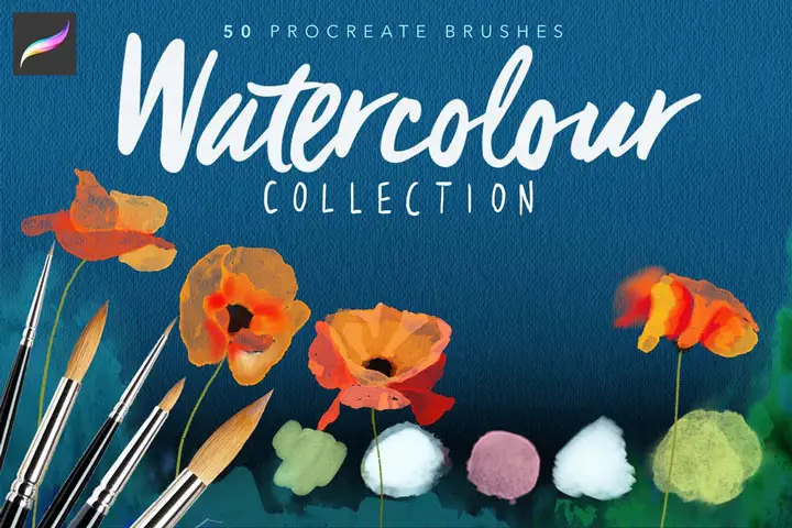 50 Artisanal Water colour Procreate Brushes