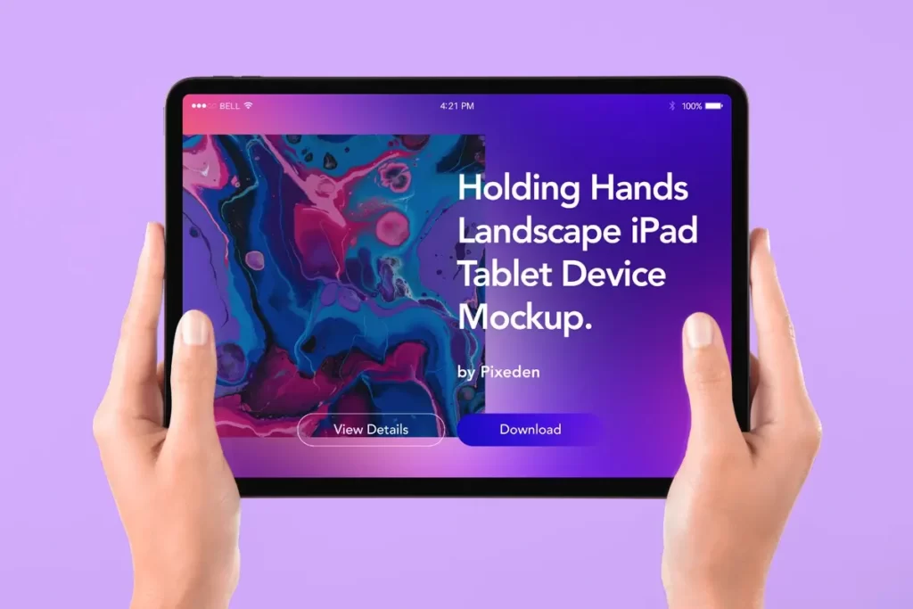 Hand Holding Tablet iPad PSD Mockup Free