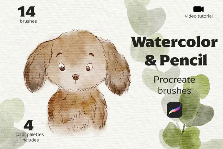 Watercolor & Pencil Procreate Brushes