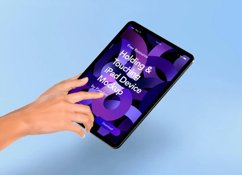 Free Hand Holding iPad Tablet Mockup PSD