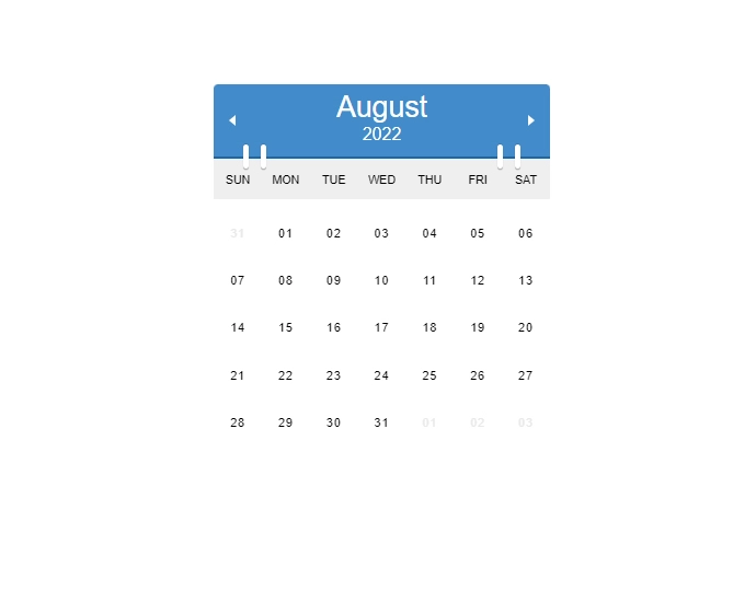 Simple Calendar Code Snippet