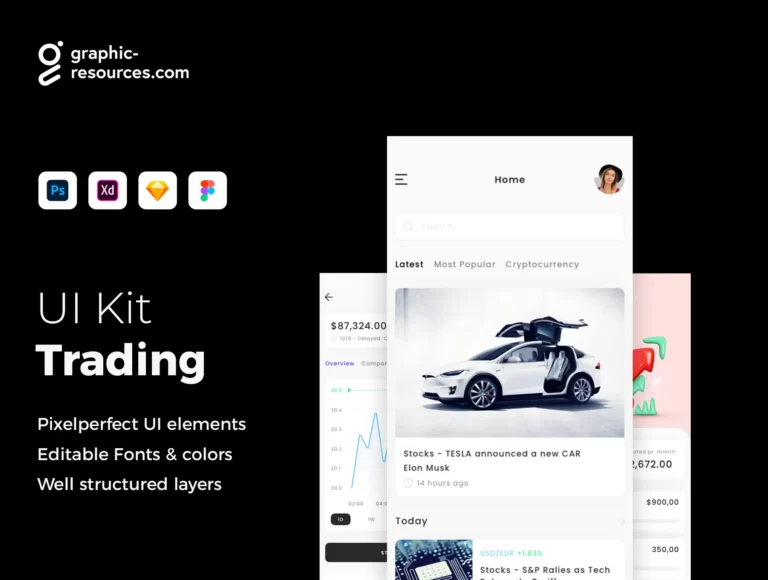 Free Adobe XD Finance & Trading App UI Kit