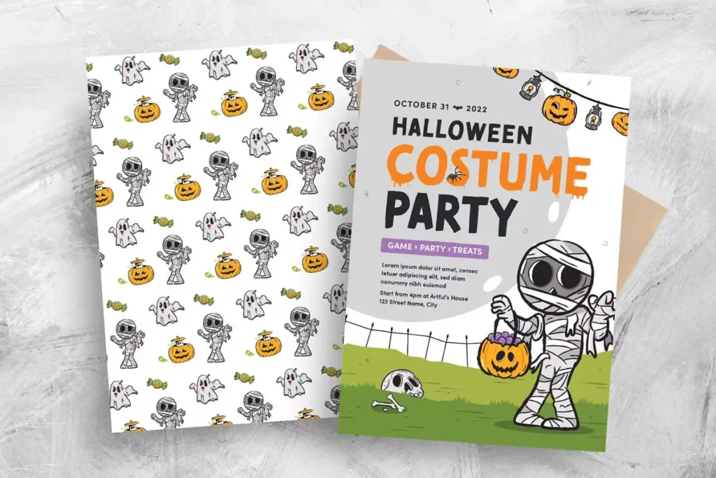 Kids Cute Halloween Party Flyer Template
