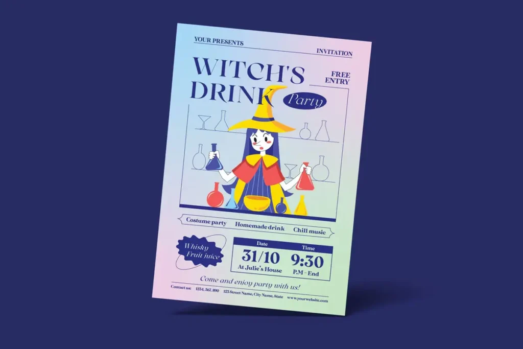 Halloween Witch's Drink Party Flyer Template