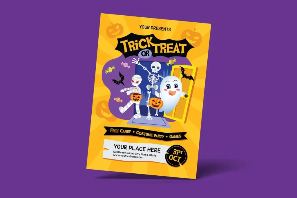 Cute Trick or Treat Flyer Template