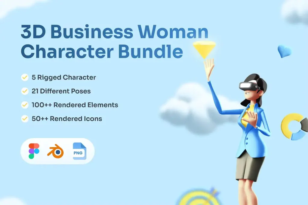 Business Woman 3D Character Bundle