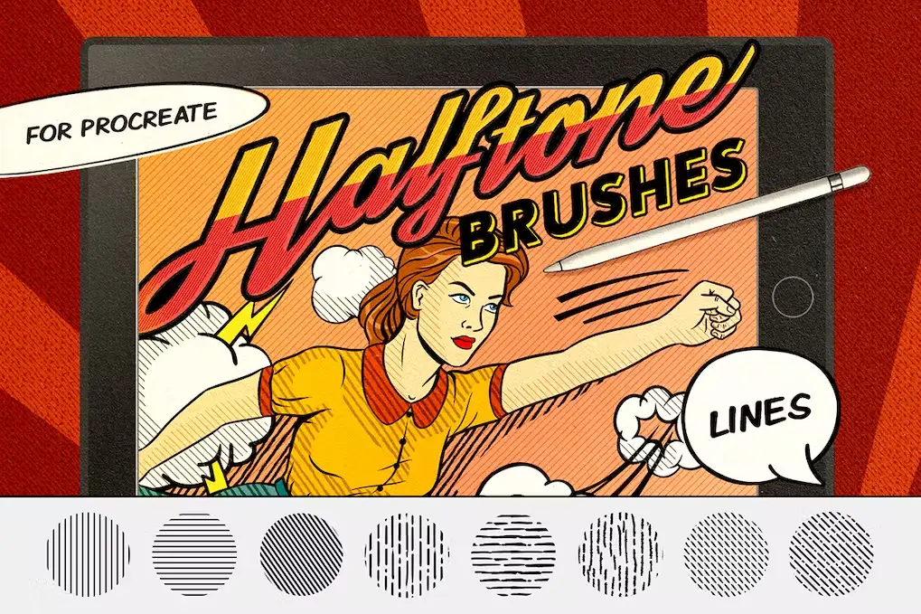 Vintage Comics Halftone Procreate Brushes