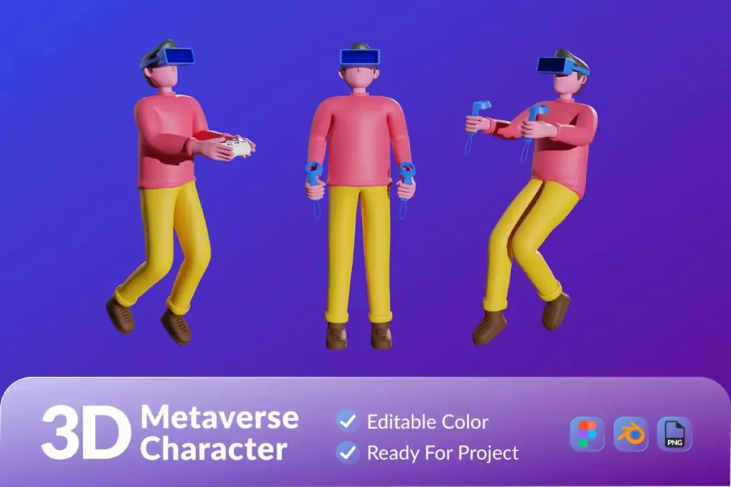 Metaverse VR 3D Characters Illustration