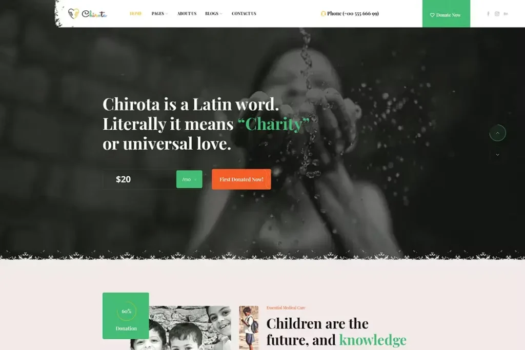 Chirota - Non Profit Charity HTML Template