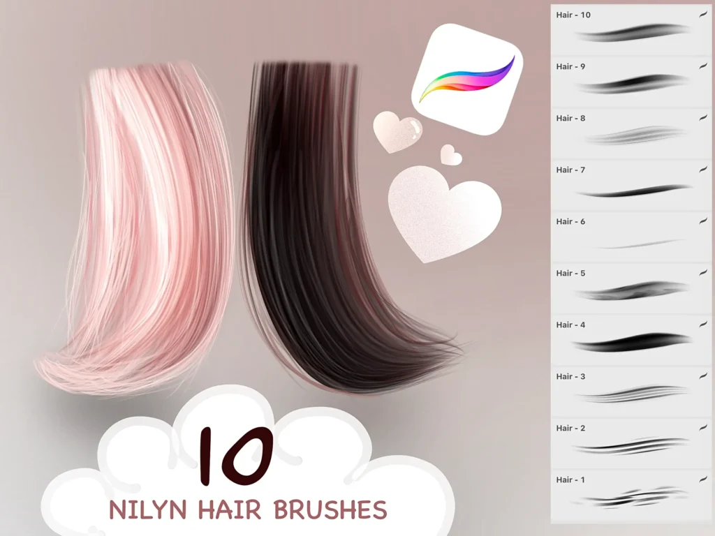 Nilyn - 10 Hair Procreate Brushes
