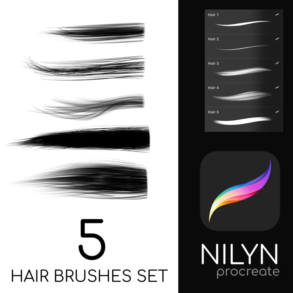Nilyn Procreate - Free Hair Brushes Pack