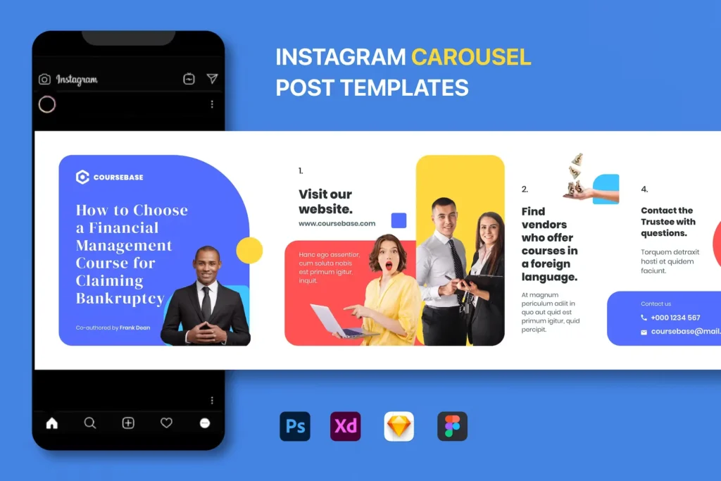 Online Course Instagram Post Carousel Templates
