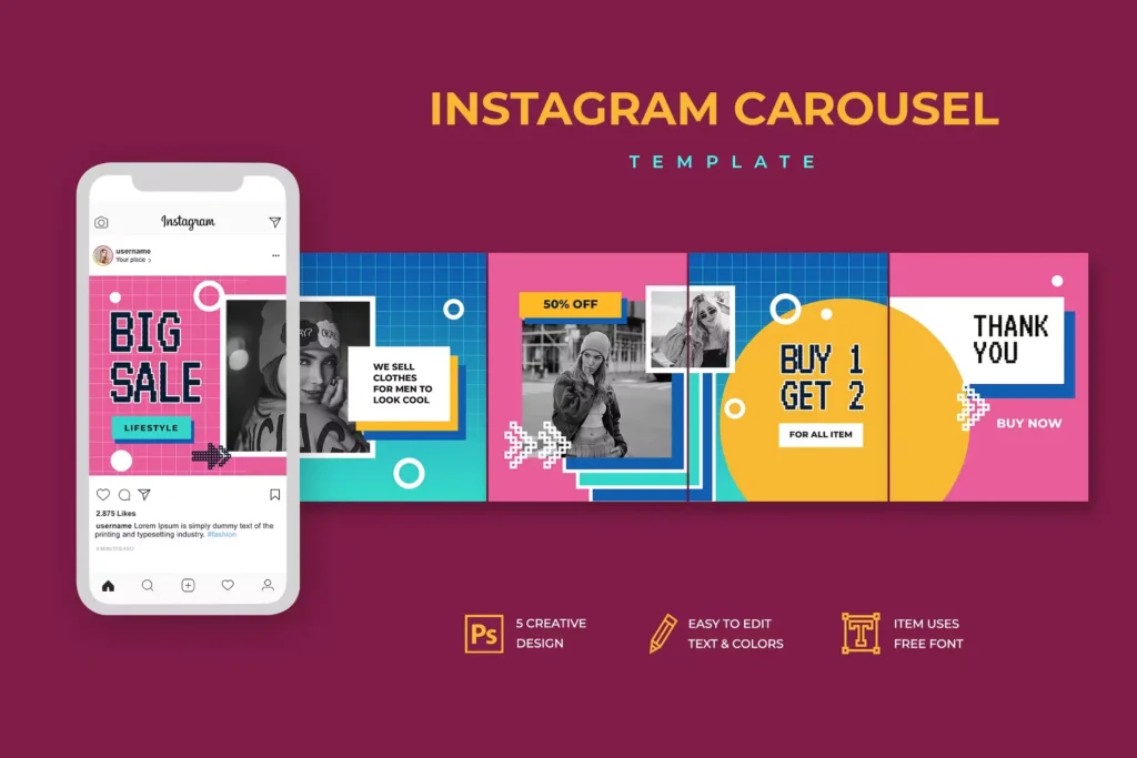 Trendy Sale Instagram Carousel Template