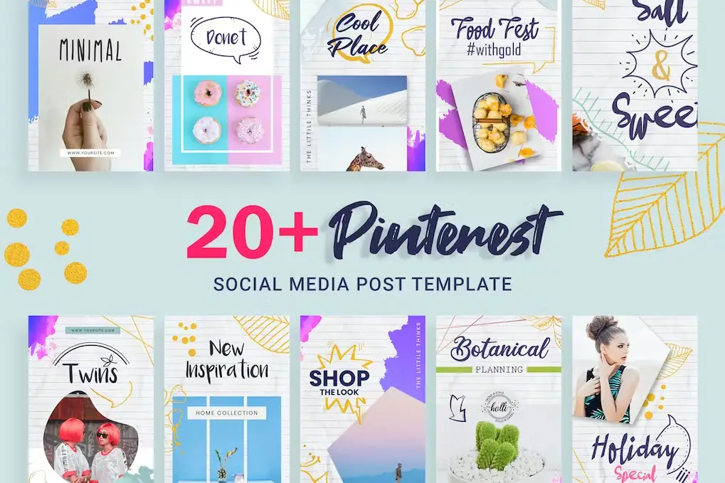 Colorful Pinterest Post Templates Pack