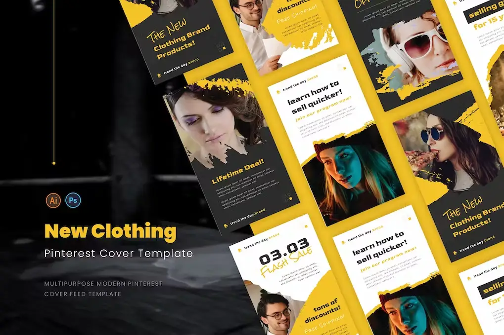 Fashion Clothing Pinterest Cover Templates