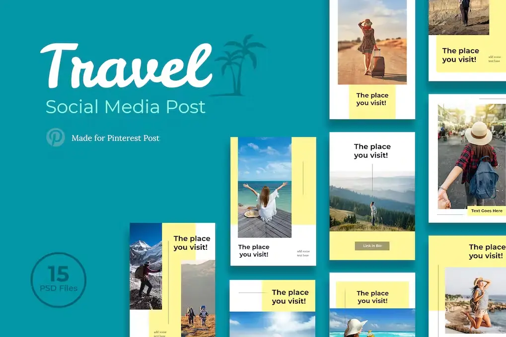 Travel Pinterest Post Templates PSD