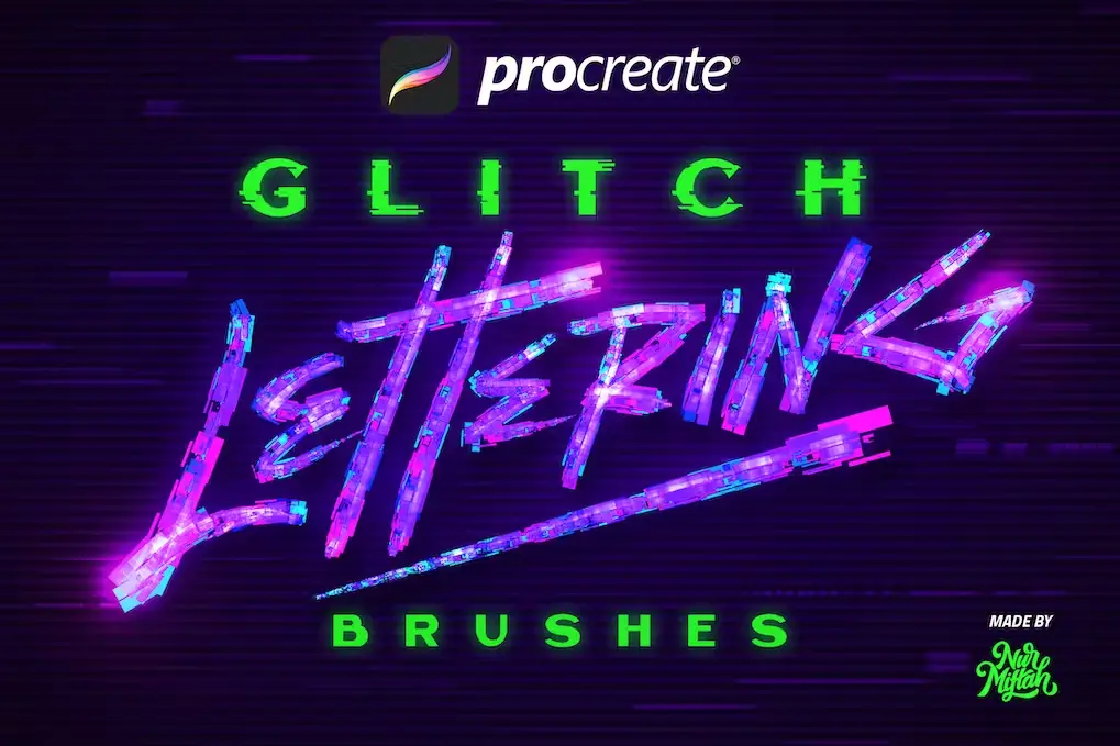 Glitch Lettering Brushes for Procreate