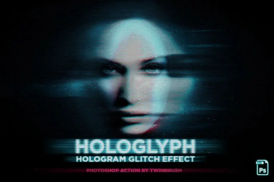 Hologram Glitch Effect Photoshop Action