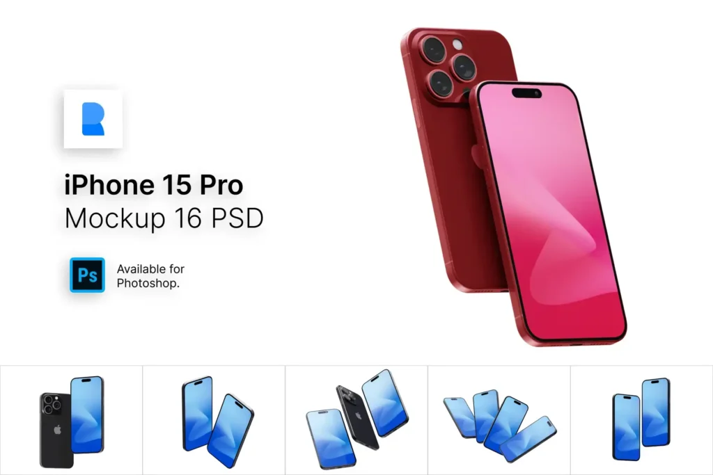 Free iPhone 15 Pro Mockup PSD 