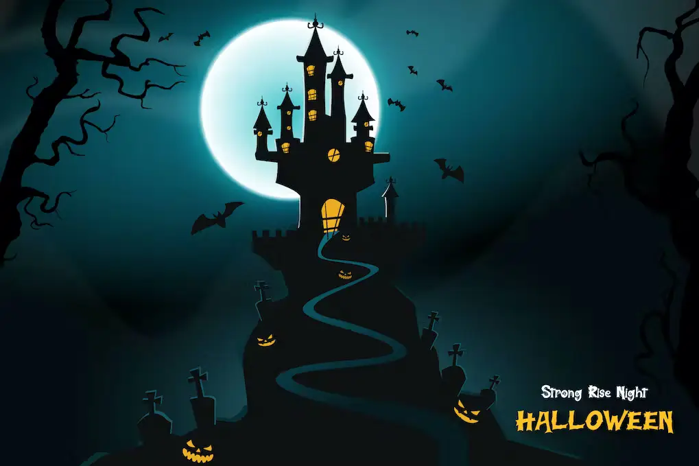 Halloween Haunted House on a Hill Background