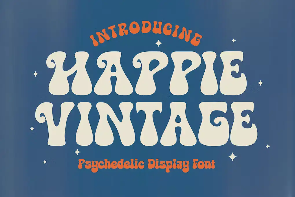Happie Vintage Psychedelic Display Font