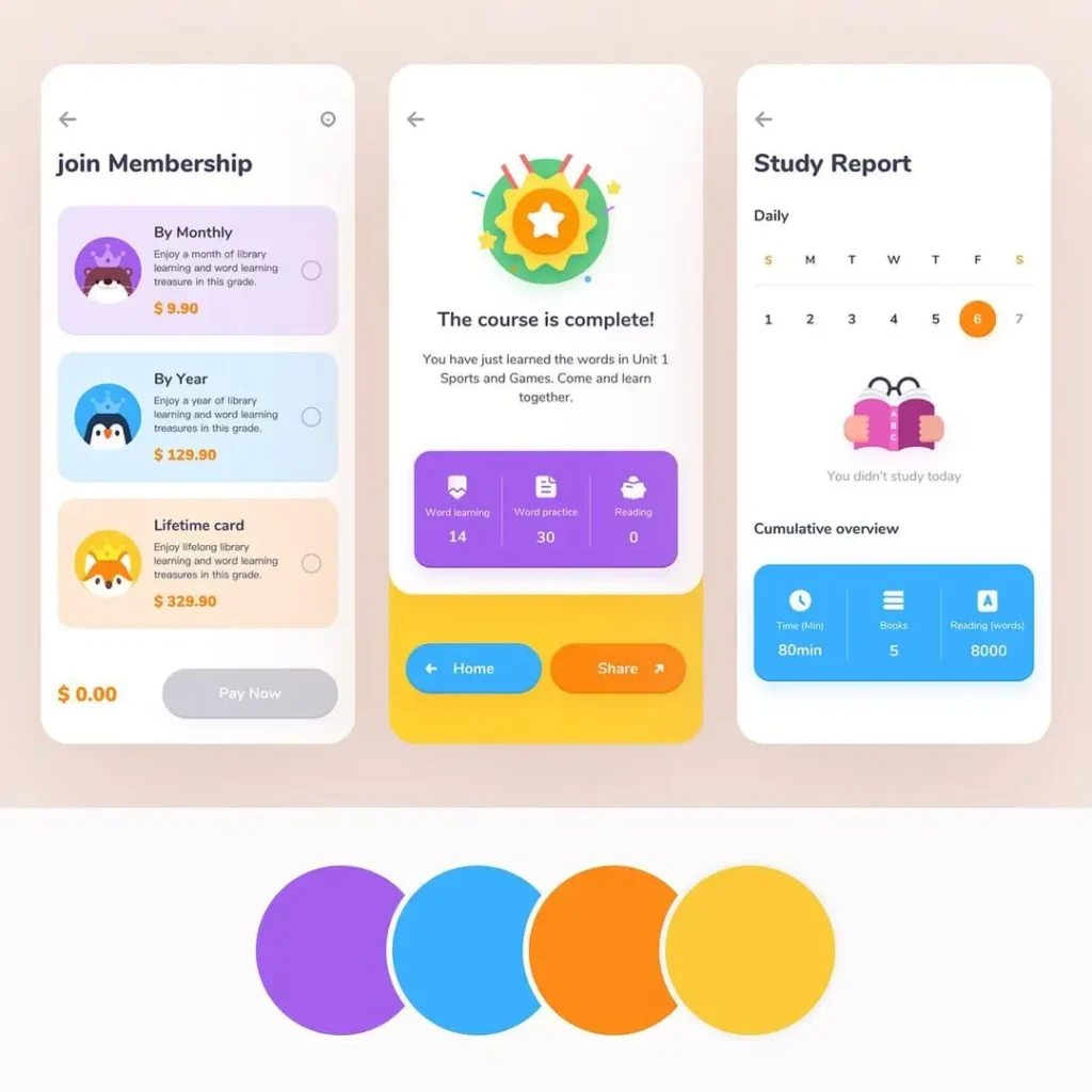 Kids Online Course App Color Palette